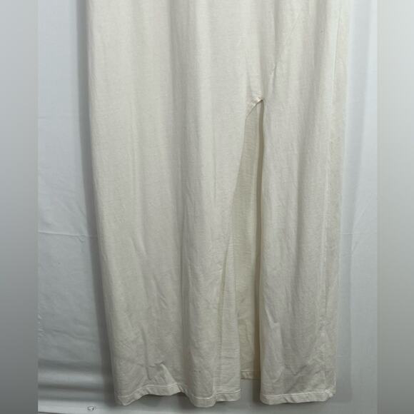 L‎ Space White M 100% Cotton Short Sleeve T Shirt Maxi Dress Slit - Picture 5 of 16